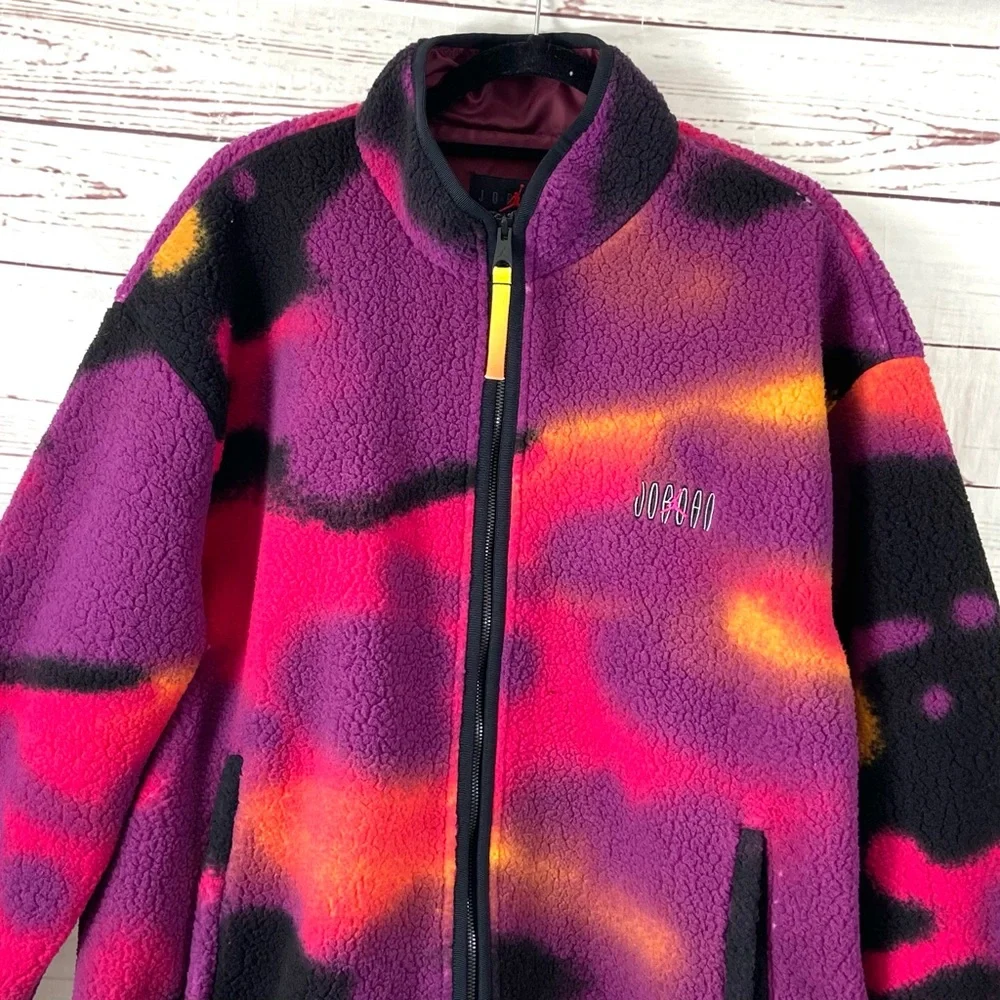 Nike Air Jordan Flight‎ MVP Jacket Men’s Large Purple Sherpa DV1611-705 Full Zip